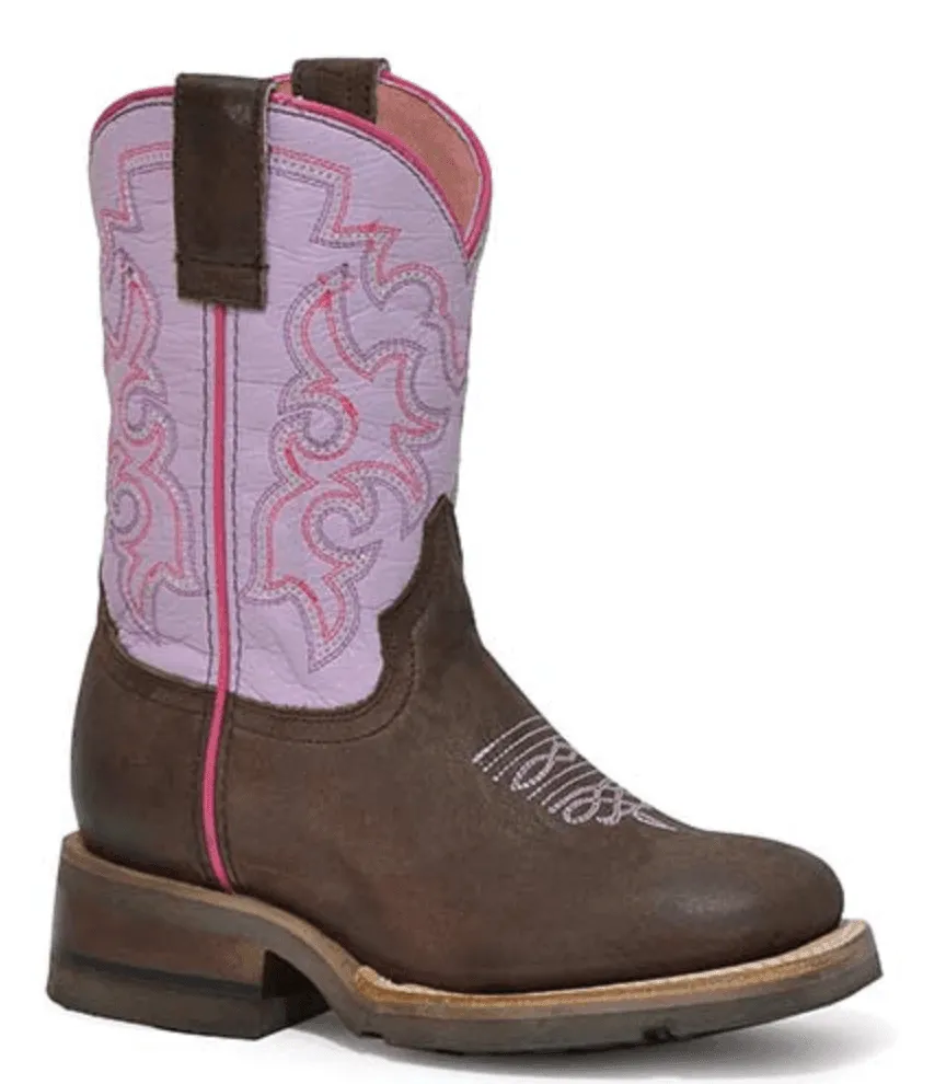 Roper Girl's Timeless Dark Brown and Pink Square Toe Cowgirl Boots 9991-0125 Punk Bold Craft Collector