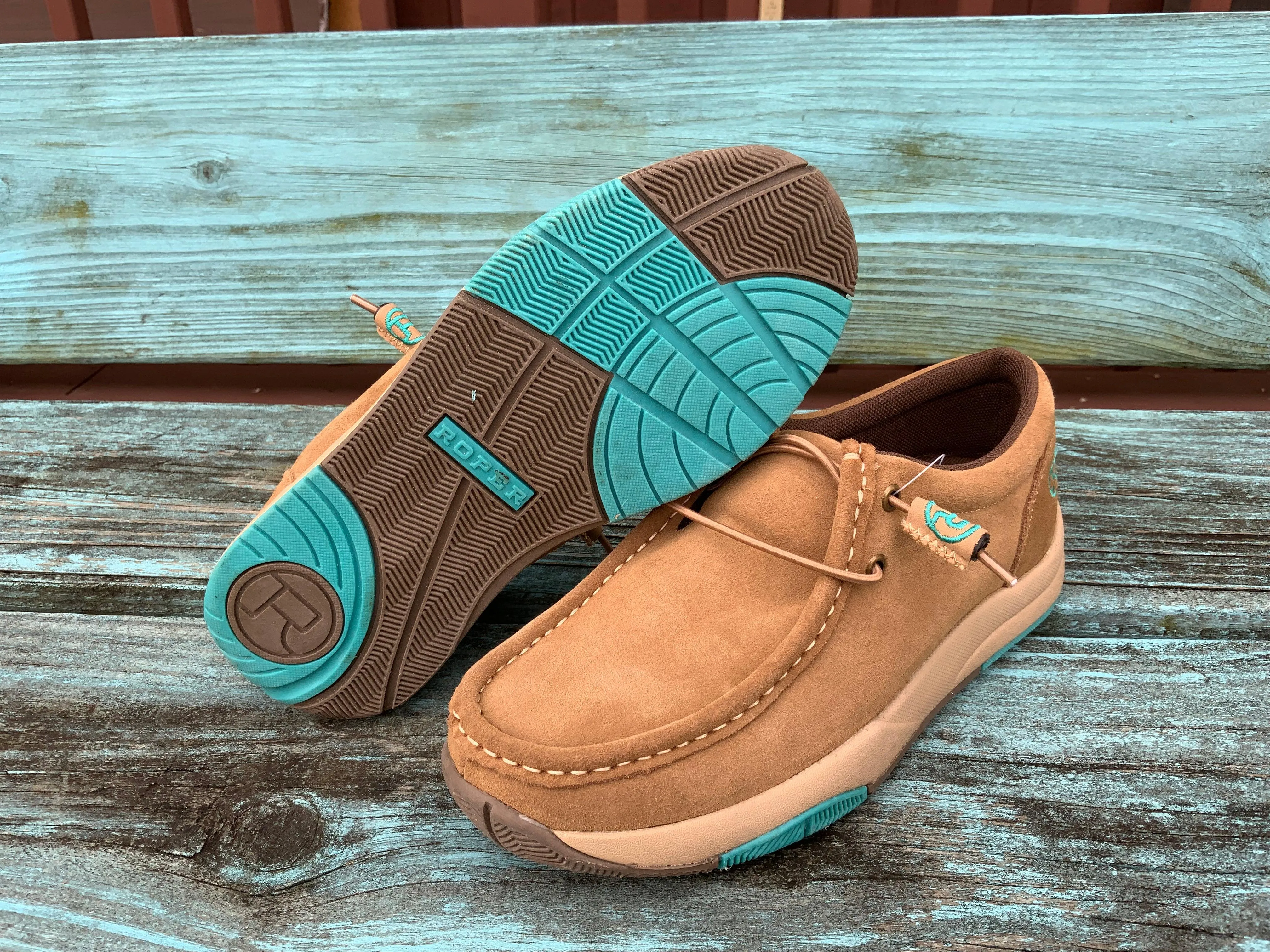 Roper Women's Tan Suede Lace Up Driving Moc Casual Shoe 1662-2921 Light Core