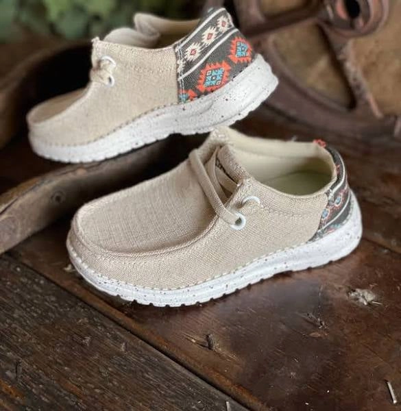 Eva Midsole Roper Children/Youth Hang Loose Tan Canvas Slip On Laced Shoe 1793-3012