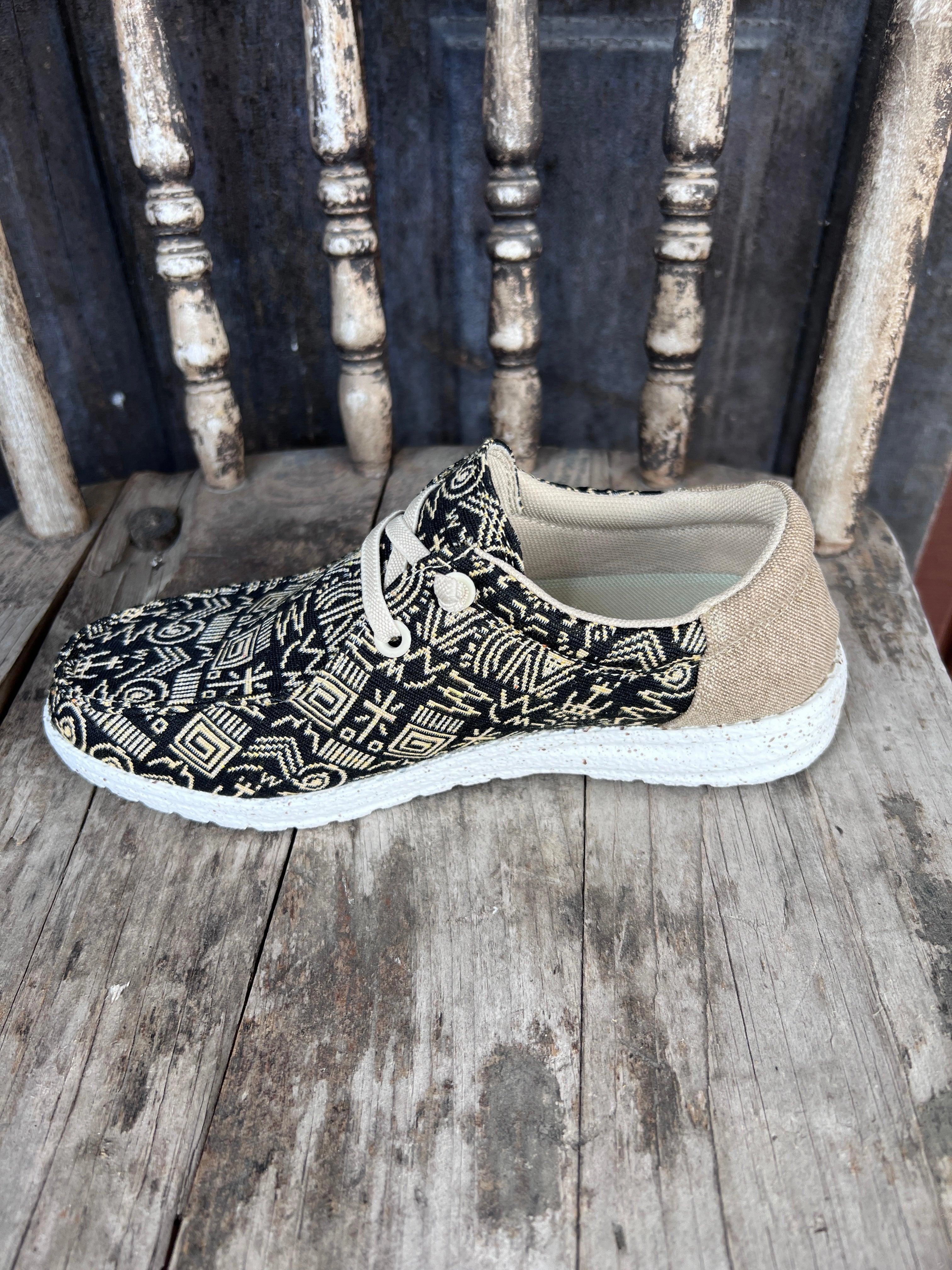 Foot Freedom Soft Roper Women's Eva Moc Lace Up Hang Loose Black & Tan Casual Shoes 1793-2975