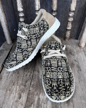 Roper Women's Eva Moc Lace Up Hang Loose Black & Tan Casual Shoes 1793-2975 Lace   Up