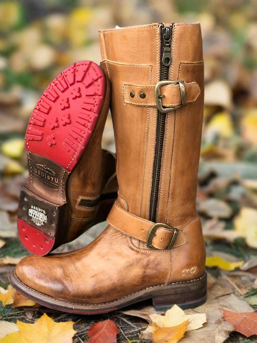 Winter Trek Bed Stu Women's Gogo Lug Tan Rustic Leather Tall Boots F315405-TNRS