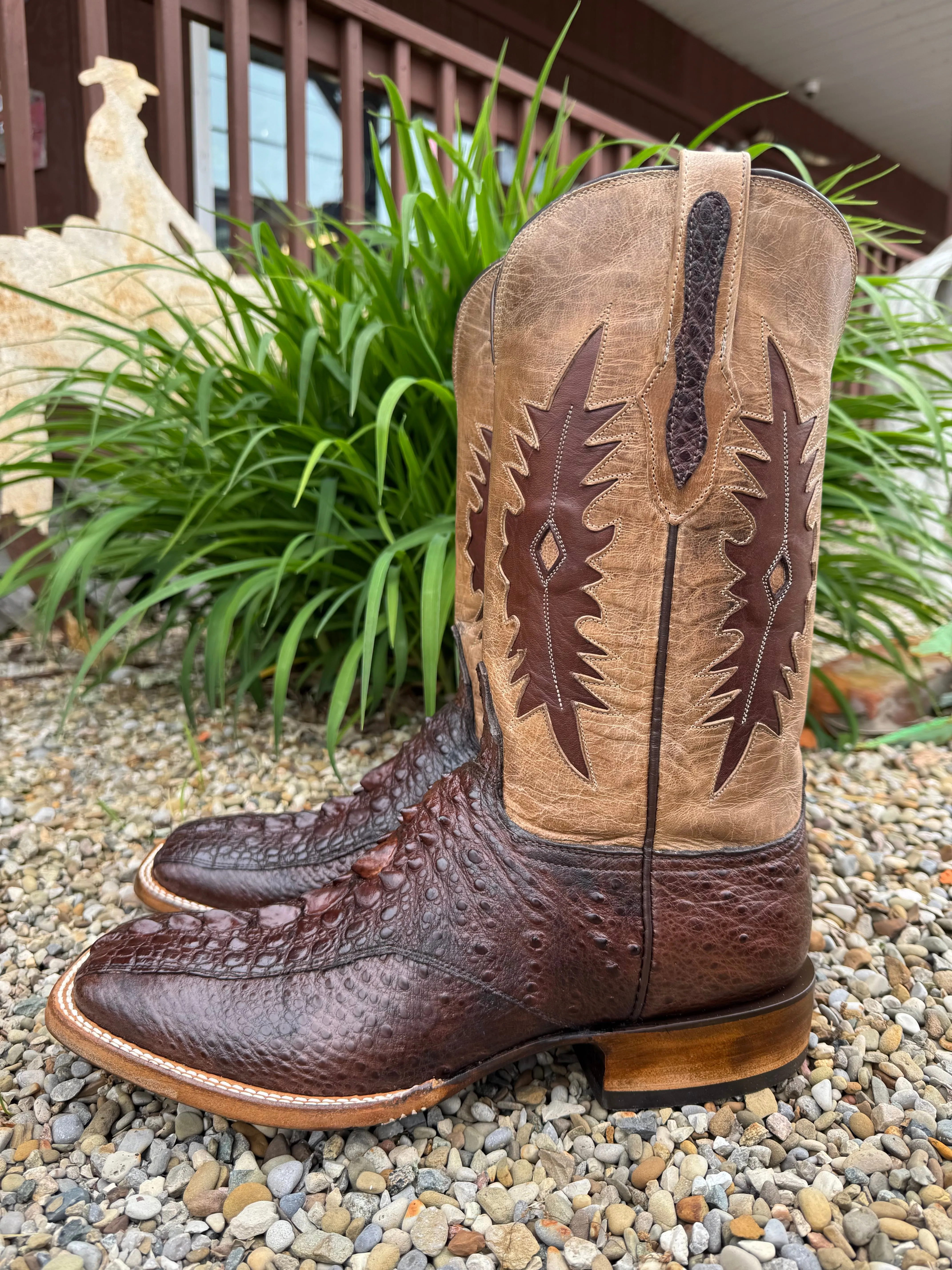 Black Jack Mens Brown Genuine Snapping Turtle Square Toe Western Cowboy Boots BR2053-96 Trendy Look