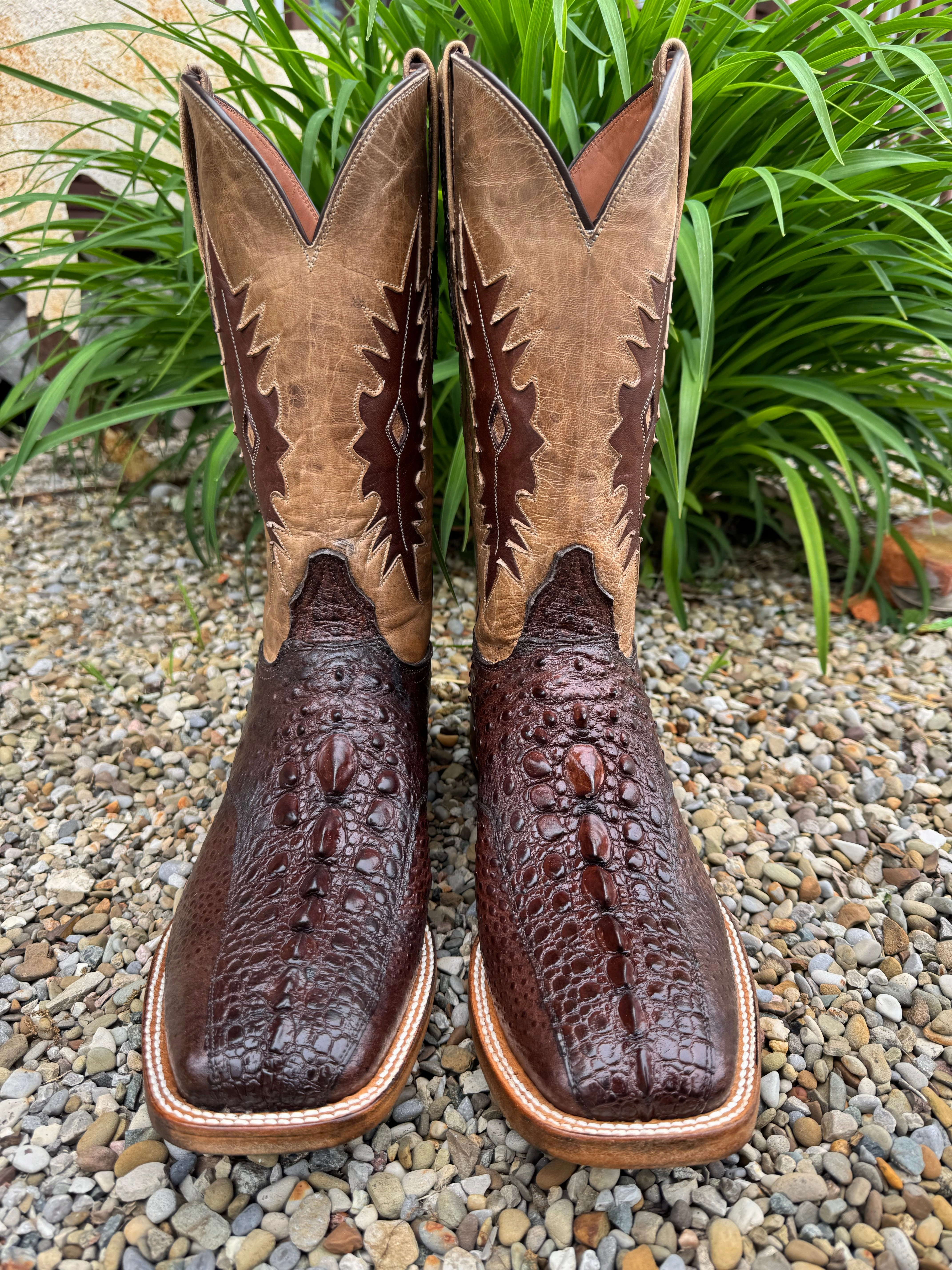 Industrial Site Black Jack Mens Brown Genuine Snapping Turtle Square Toe Western Cowboy Boots BR2053-96