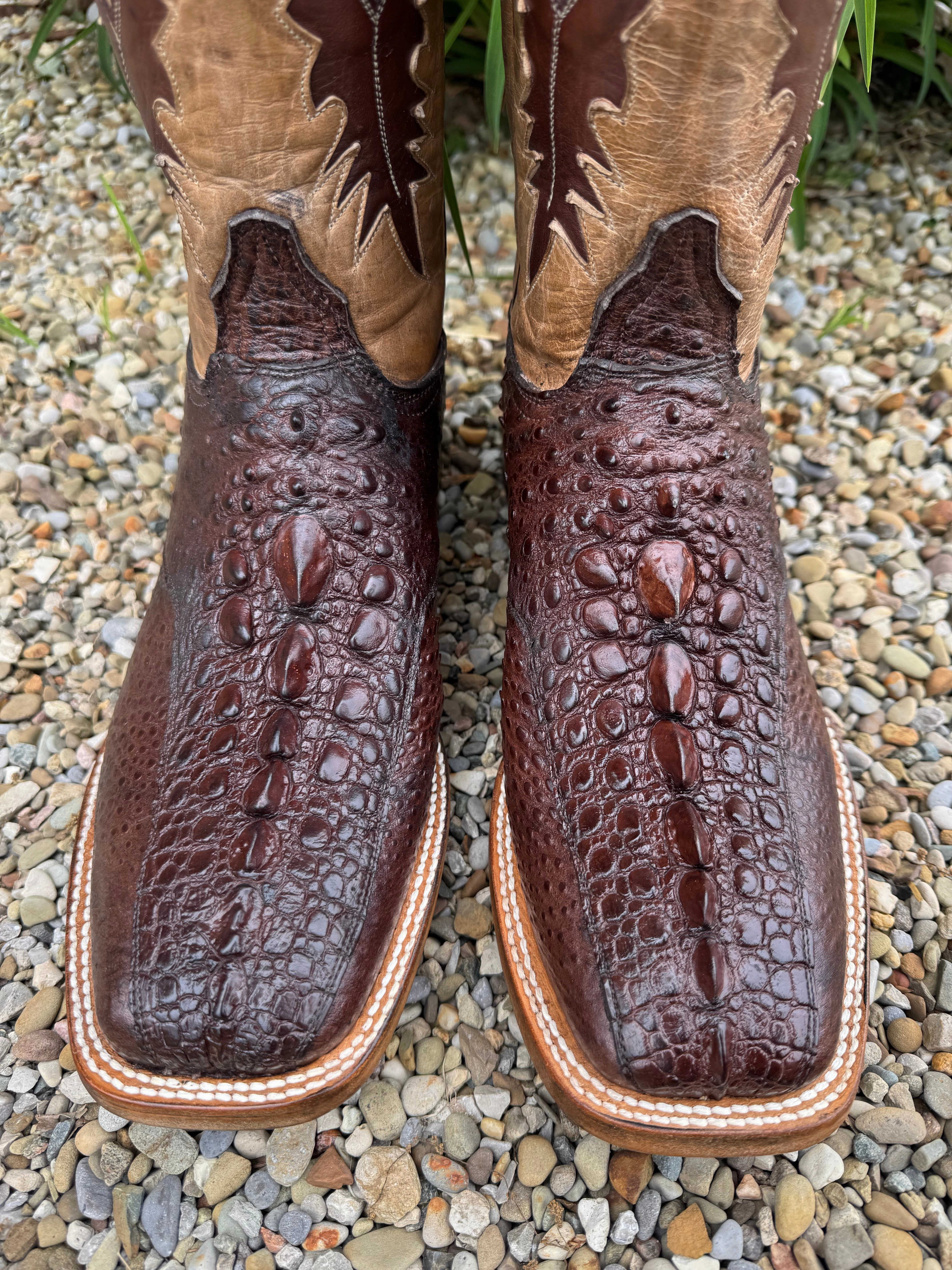 Comfort Gusset Flexible Material Black Jack Mens Brown Genuine Snapping Turtle Square Toe Western Cowboy Boots BR2053-96