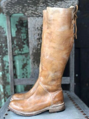 Music Fan Bed Stu Women's Manchester Wide Calf Tan Rustic White Leather Tall Fashion Boot F321016