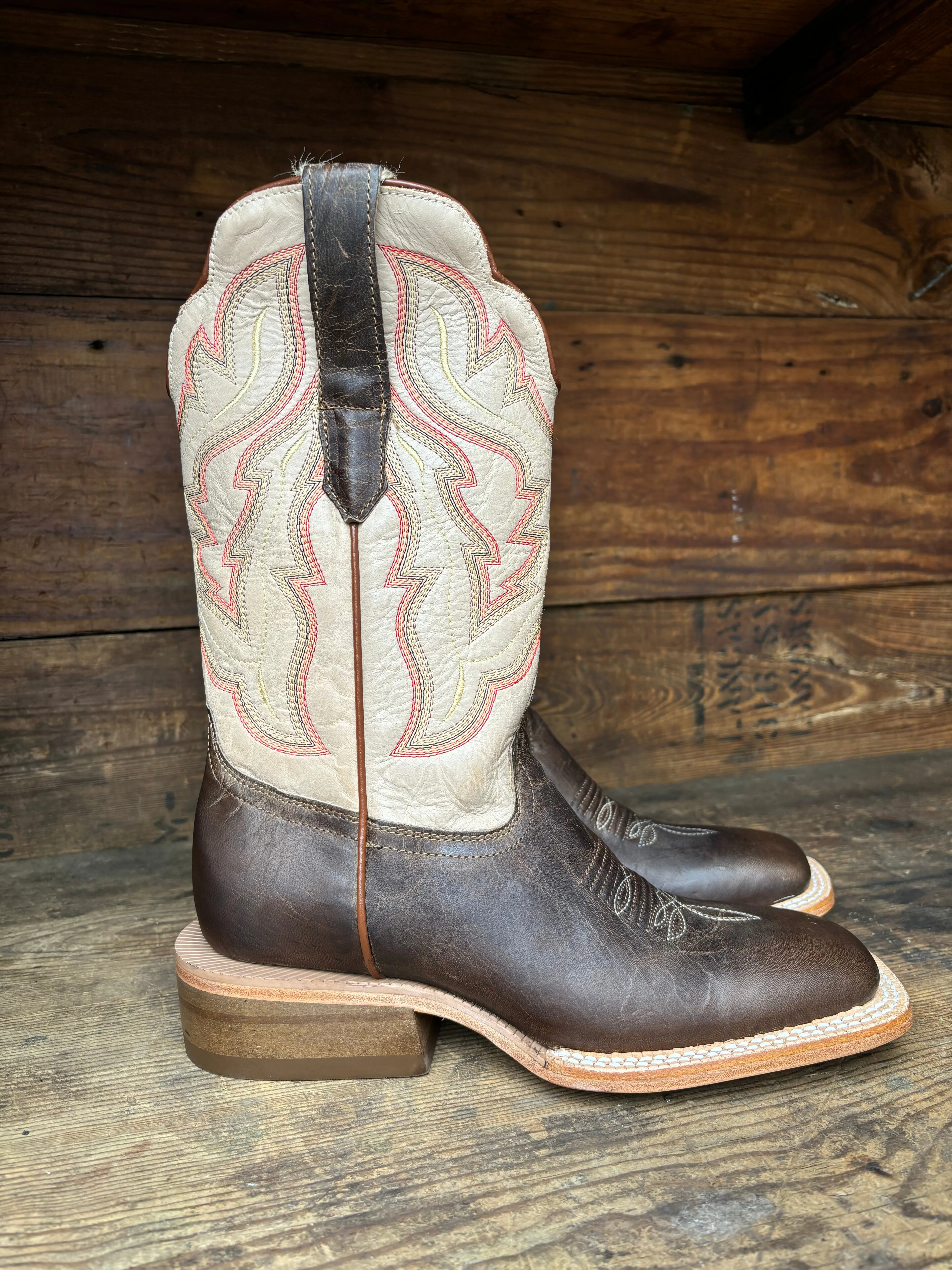 RW Ranch by R. Watson Women's Ivory Top & Mad Brown Cowgirl Boots WRL0006-2 Breathable mesh Scandi Cool