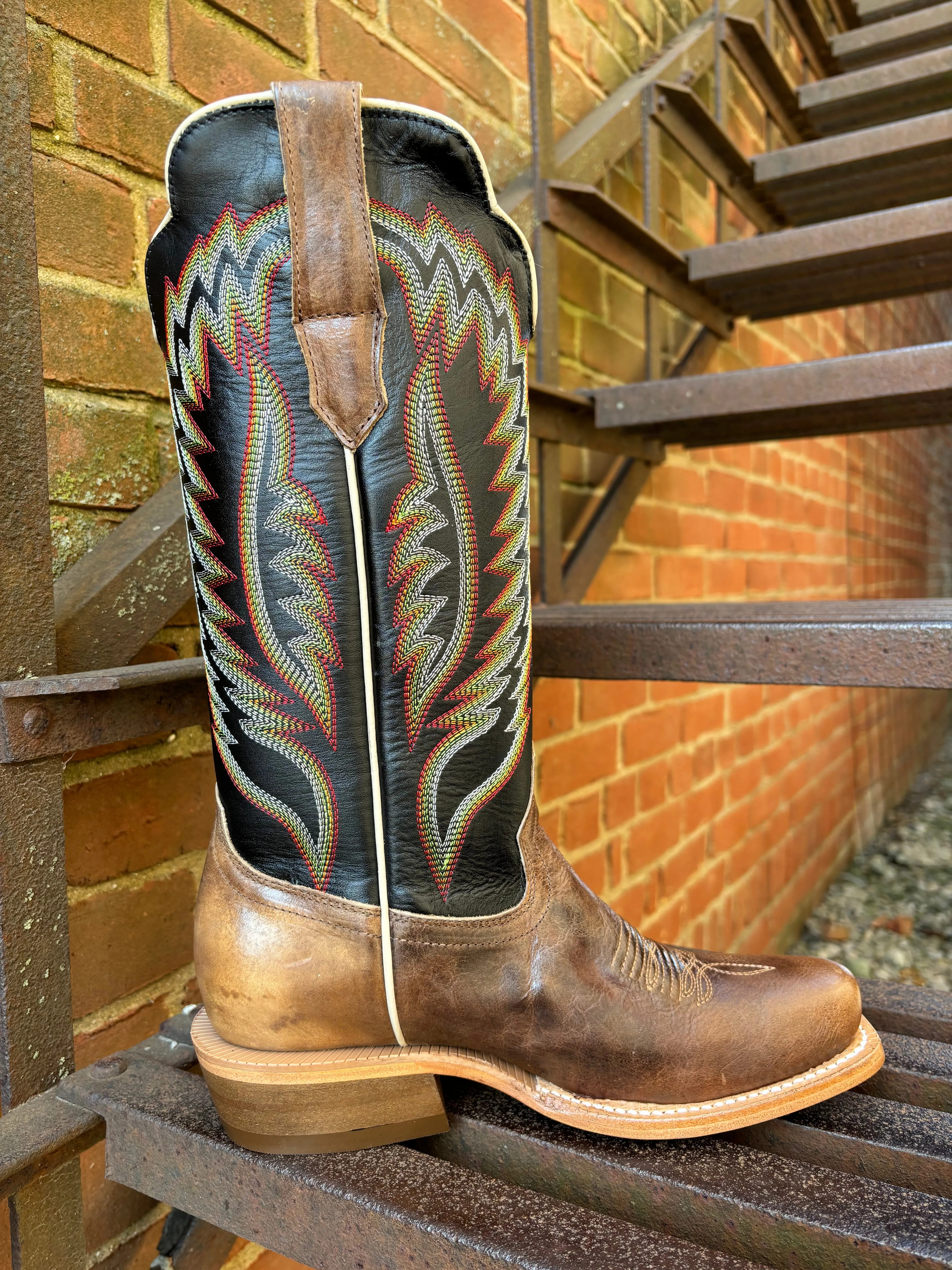 RW Ranch Women's Black Coffee & Sand Dune Narrow Square Toe Cowgirl Boots WRL0005-1 Sharp Look