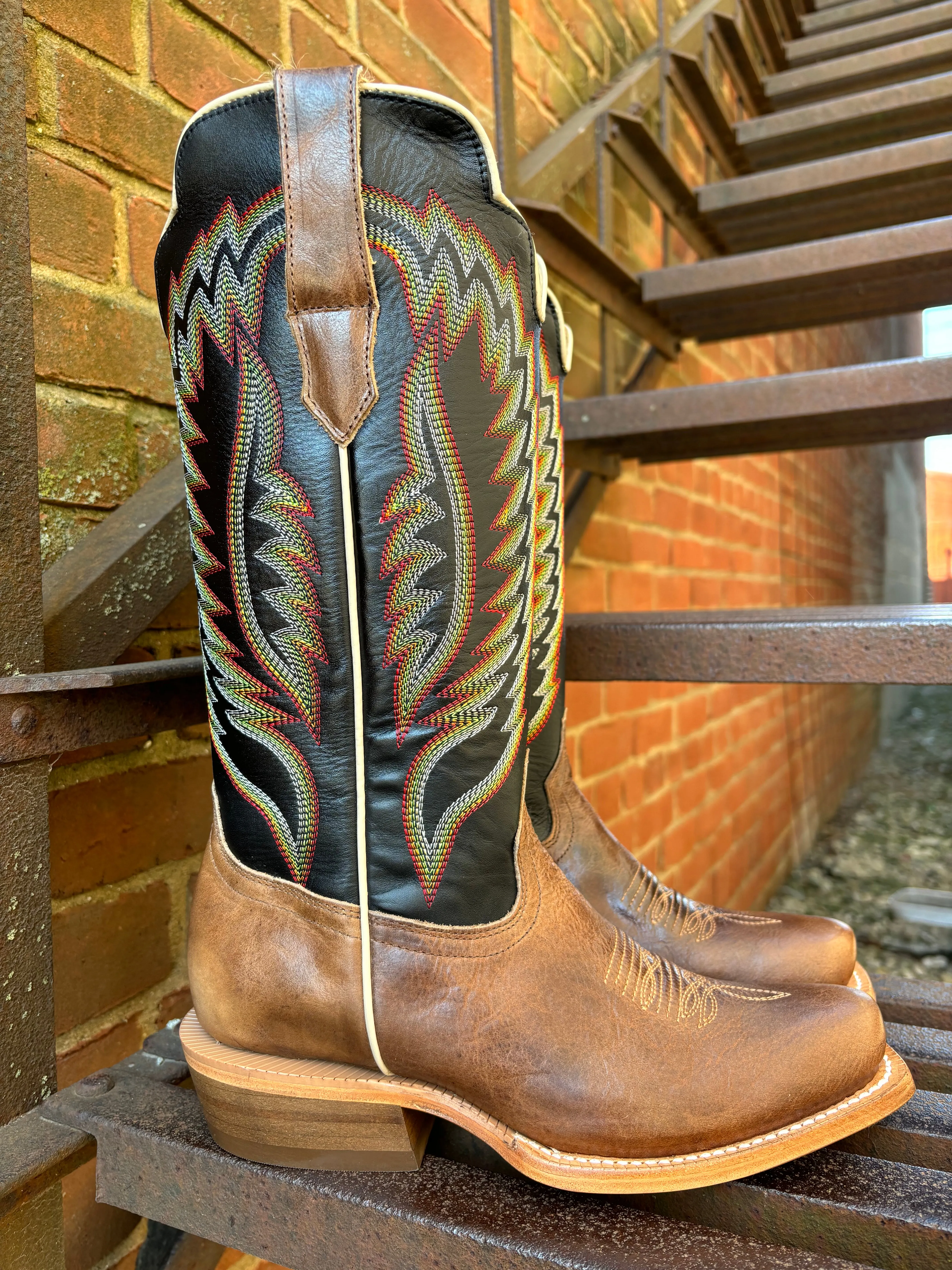 Smooth Design RW Ranch Women's Black Coffee & Sand Dune Narrow Square Toe Cowgirl Boots WRL0005-1