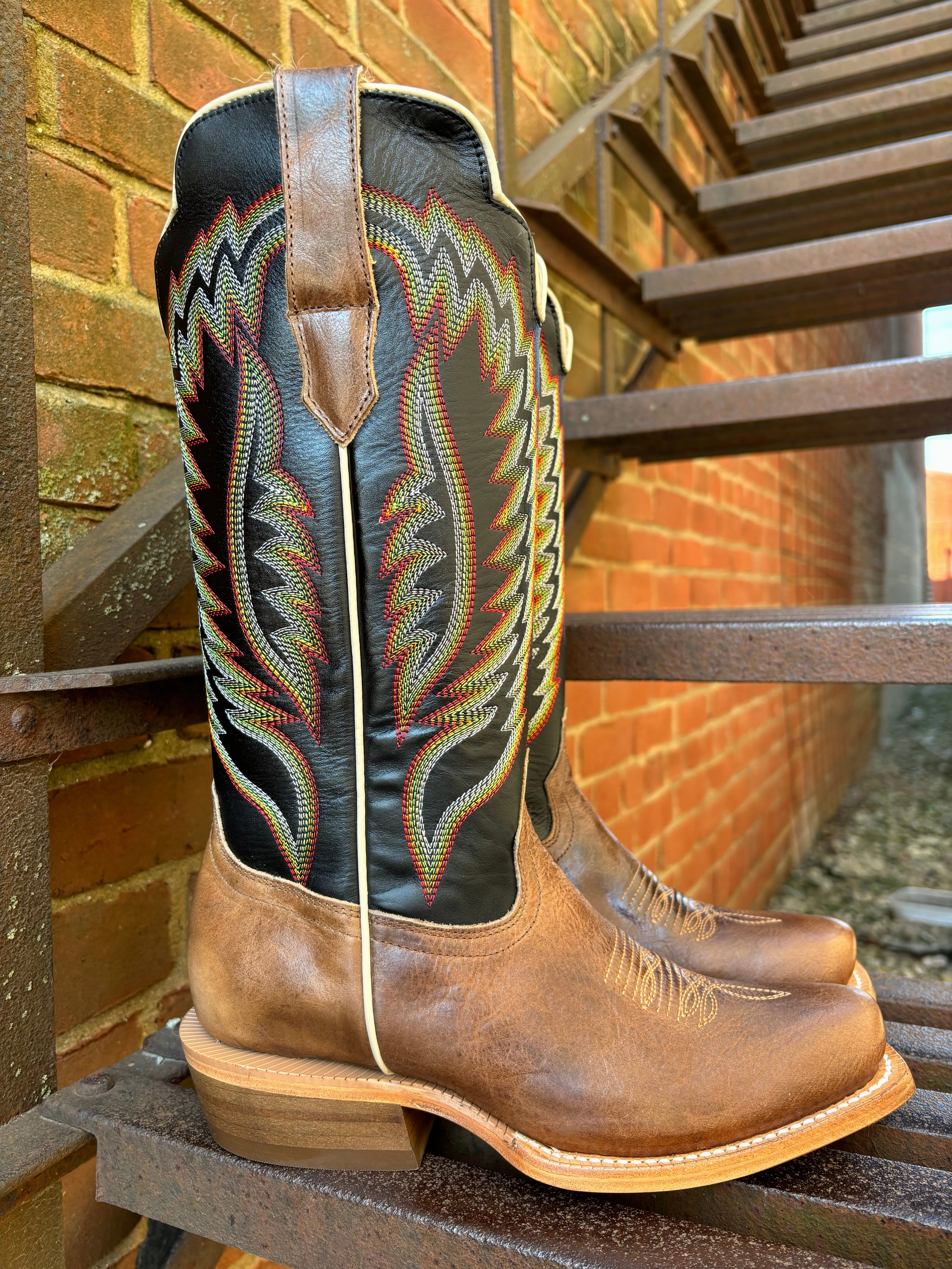 Smooth Design RW Ranch Women's Black Coffee & Sand Dune Narrow Square Toe Cowgirl Boots WRL0005-1