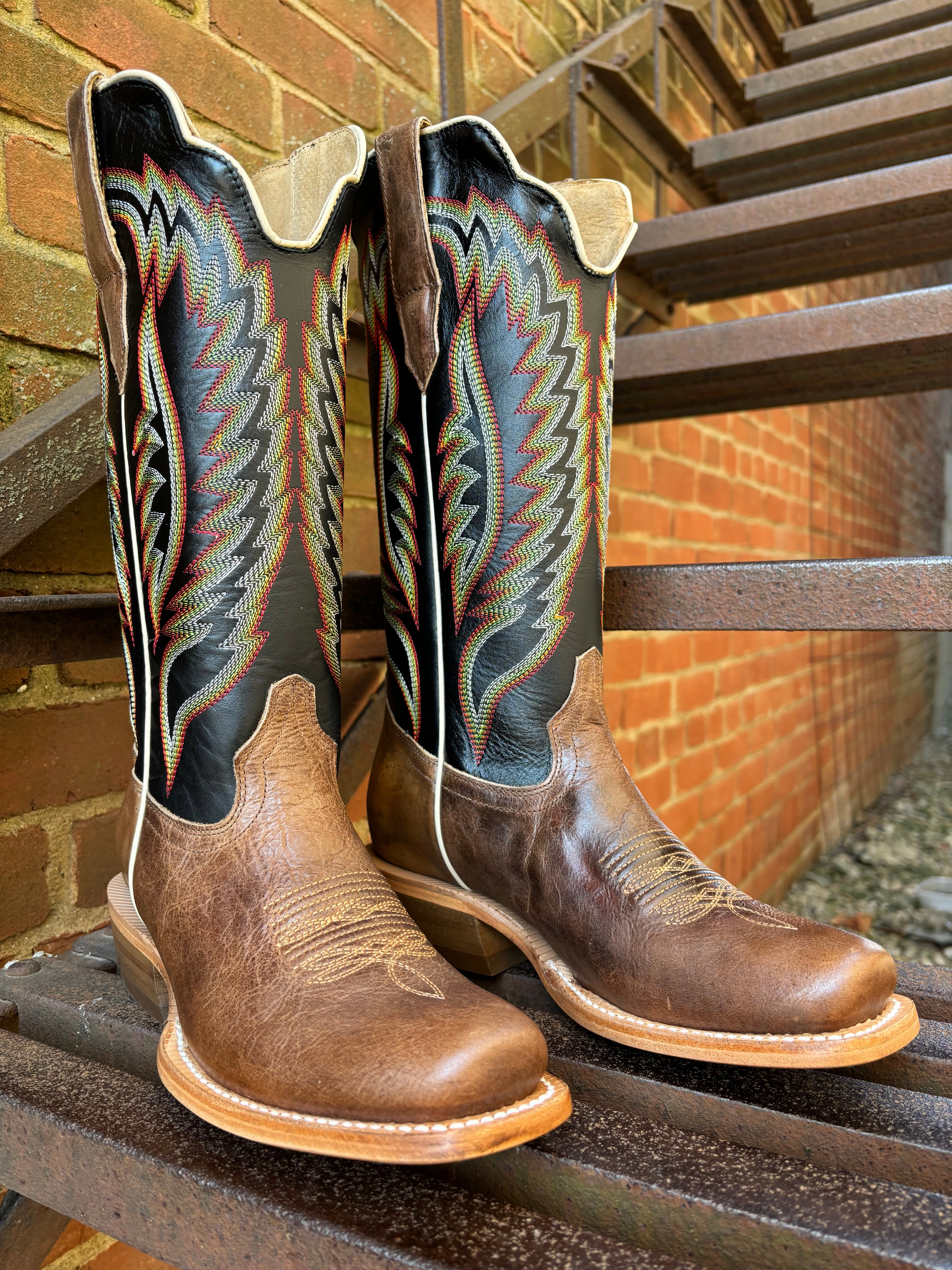 RW Ranch Women's Black Coffee & Sand Dune Narrow Square Toe Cowgirl Boots WRL0005-1 Comfort Wrap