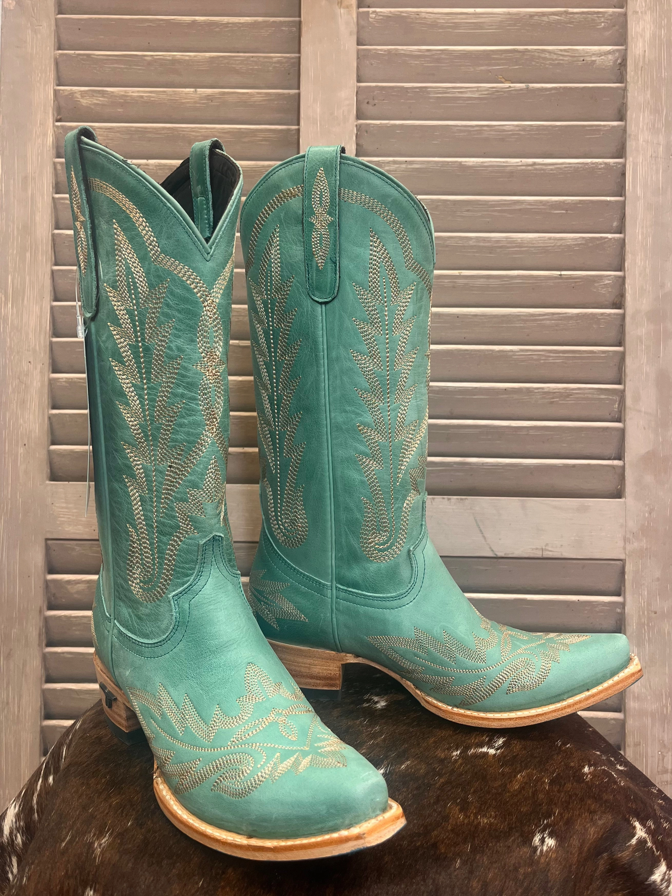 Lane Boots Womens Taos Turquoise Lexington Cowgirl Boots LB0488P Wide fit