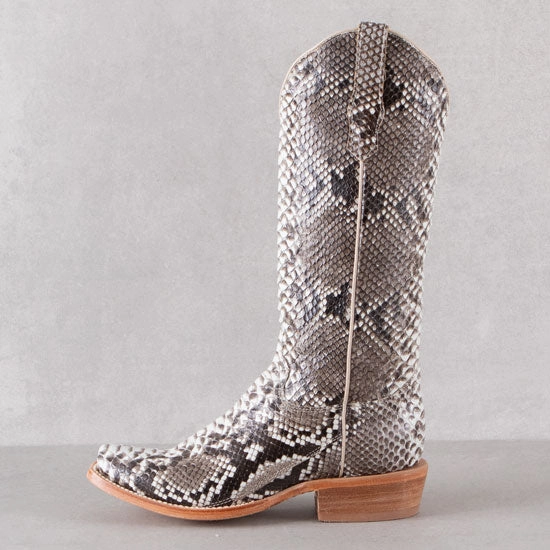 Elastic Material Versatile Design R. Watson Women's Black & White Back Cut Python Cowgirl Boots RWL7200-1