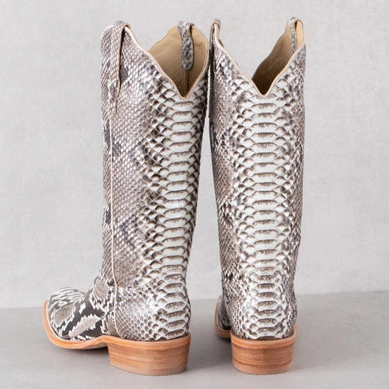 R. Watson Women's Black & White Back Cut Python Cowgirl Boots RWL7200-1 Nightclub