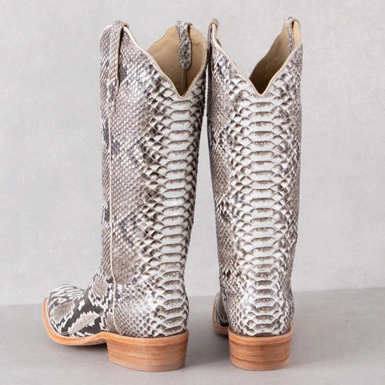 R. Watson Women's Black & White Back Cut Python Cowgirl Boots RWL7200-1 Smart Design Ultimate Comfort