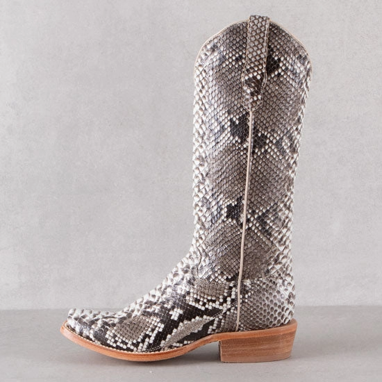 Hiking Enthusiast R. Watson Women's Black & White Back Cut Python Cowgirl Boots RWL7200-1