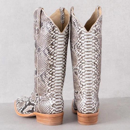 R. Watson Women's Black & White Back Cut Python Cowgirl Boots RWL7200-1 Nightclub