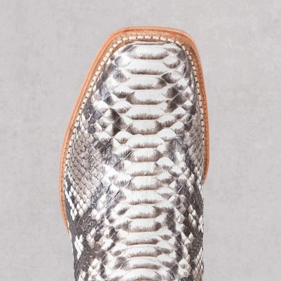 R. Watson Women's Black & White Back Cut Python Cowgirl Boots RWL7200-1 Crisp Edge Functional