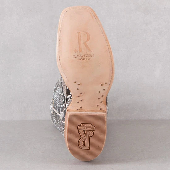 R. Watson Women's Black & White Back Cut Python Cowgirl Boots RWL7200-1 Multi-Function Wear Steel Cap