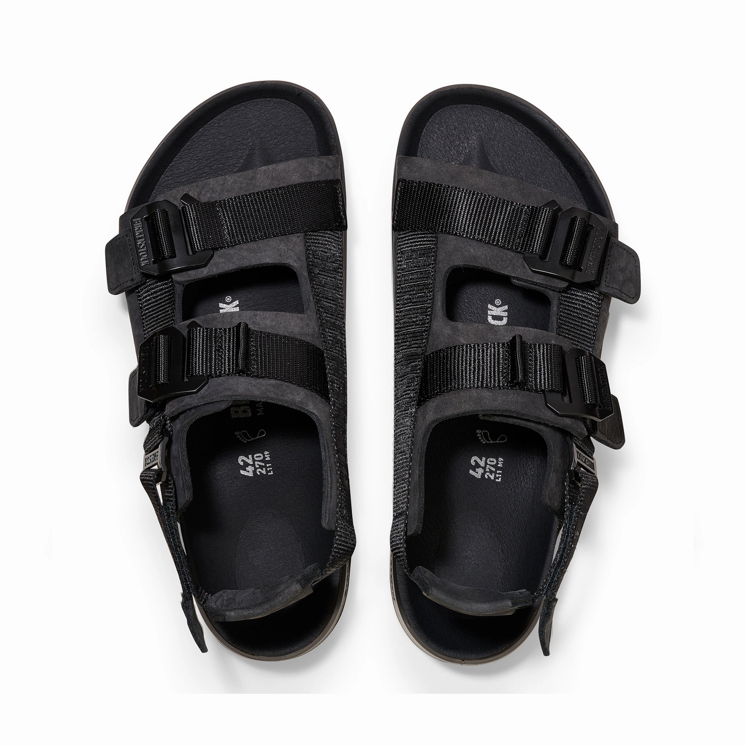 Shinjuku Black Natural Leather/Textile Sandal Straps