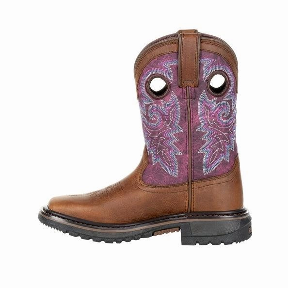 Rocky Childrens and Youth Original Ride Brown & Purple Western Boots RKW0302 Durable Comfort