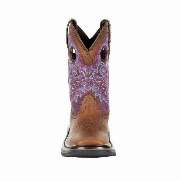 Neutral design Minimal Silhouette Rocky Childrens and Youth Original Ride Brown & Purple Western Boots RKW0302