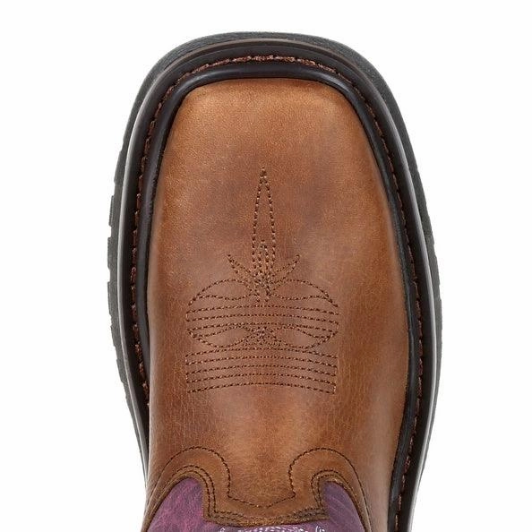 Cold   Resistant Sharp Look Rocky Childrens and Youth Original Ride Brown & Purple Western Boots RKW0302