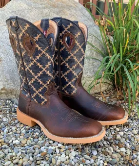 Soft Step Comfortable Footbed Twisted X Men's Rustic Brown & Navy CellStretch Western Cowboy Boots MXTR004