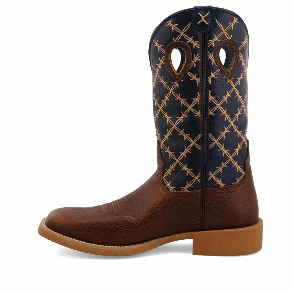 All-Purpose Style Shockproof Twisted X Men's Rustic Brown & Navy CellStretch Western Cowboy Boots MXTR004