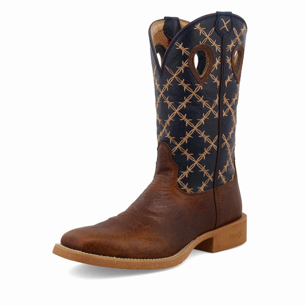 Frost resistant Warm Core Twisted X Men's Rustic Brown & Navy CellStretch Western Cowboy Boots MXTR004