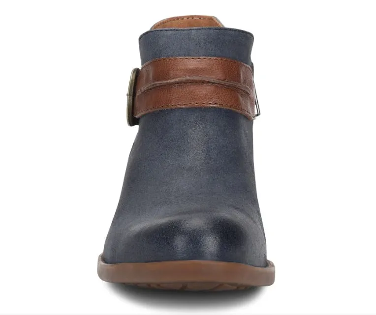 Born Women's Kati Dark Blue Tan Leather Combo Ankle Bootie Shoe BR0040474-BLU Rodeo Event Secure fit