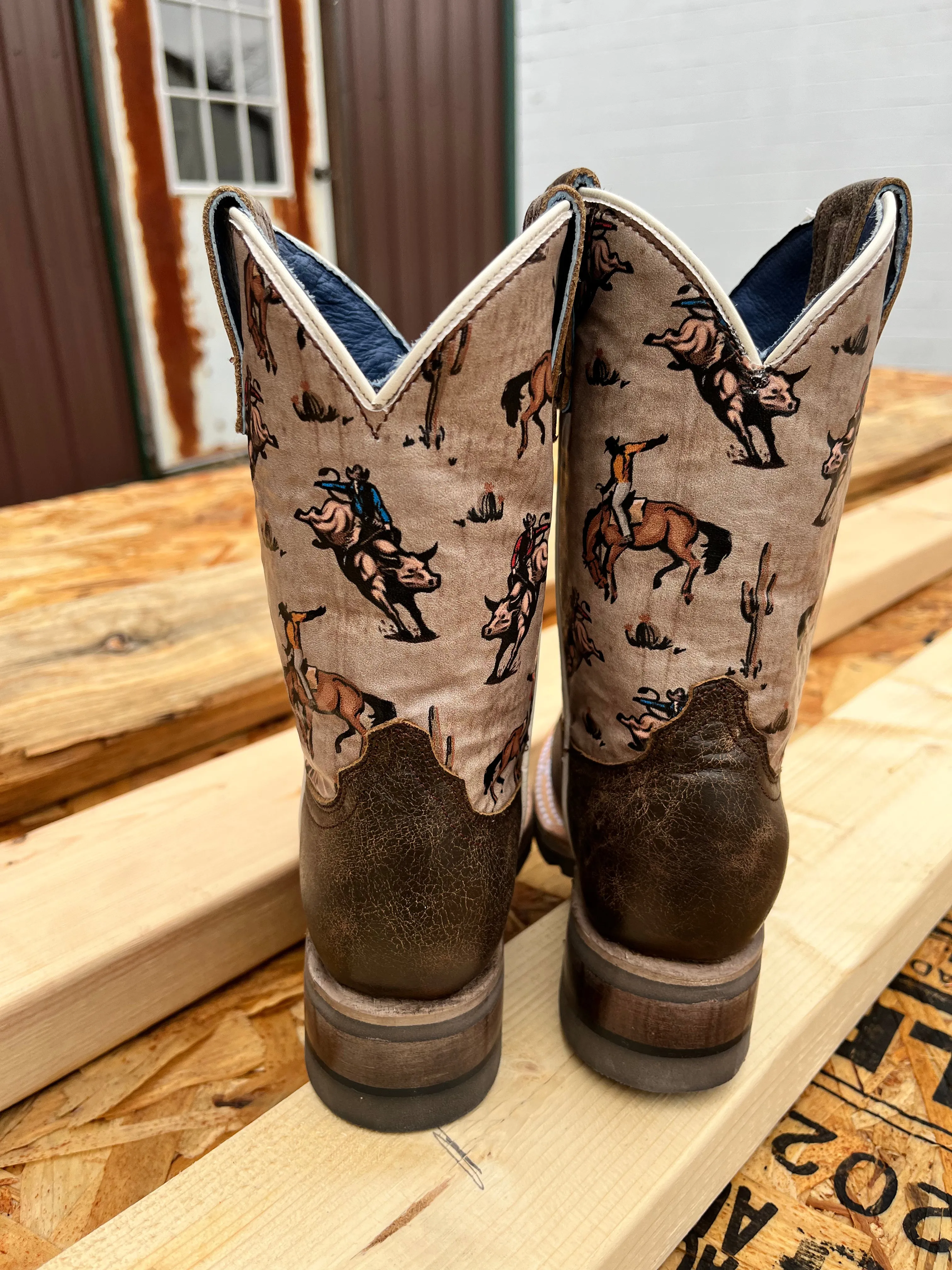 Roper Boy's Dark Brown Bronco Square Toe Cowboy Boots 9991-0126 Tough