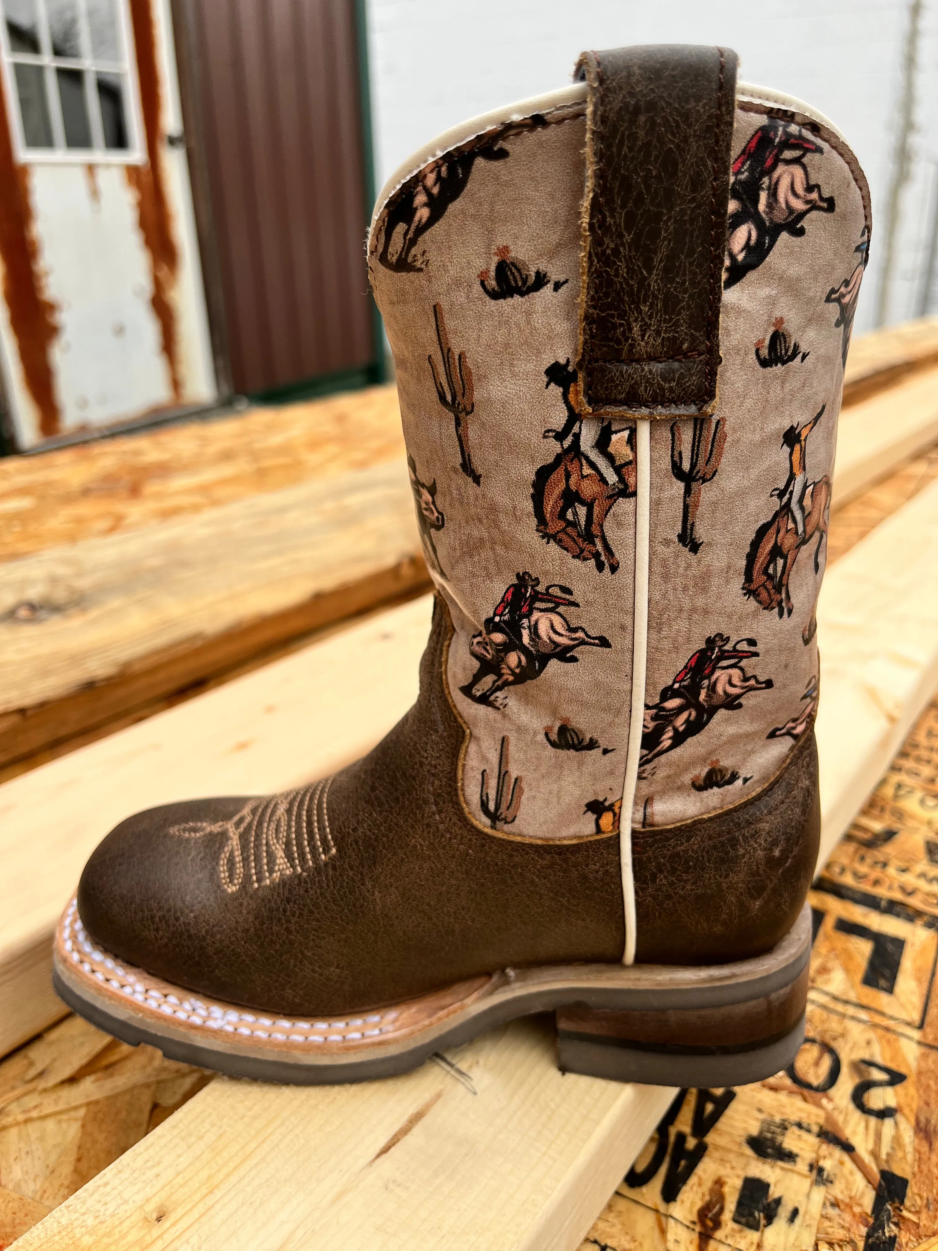 Roper Boy's Dark Brown Bronco Square Toe Cowboy Boots 9991-0126 Urban Everyday Good elasticity