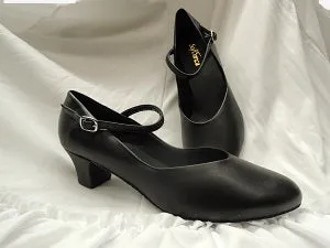Padded collar 1.5" Donna -- Instep Strap Ballroom Shoe -- Black