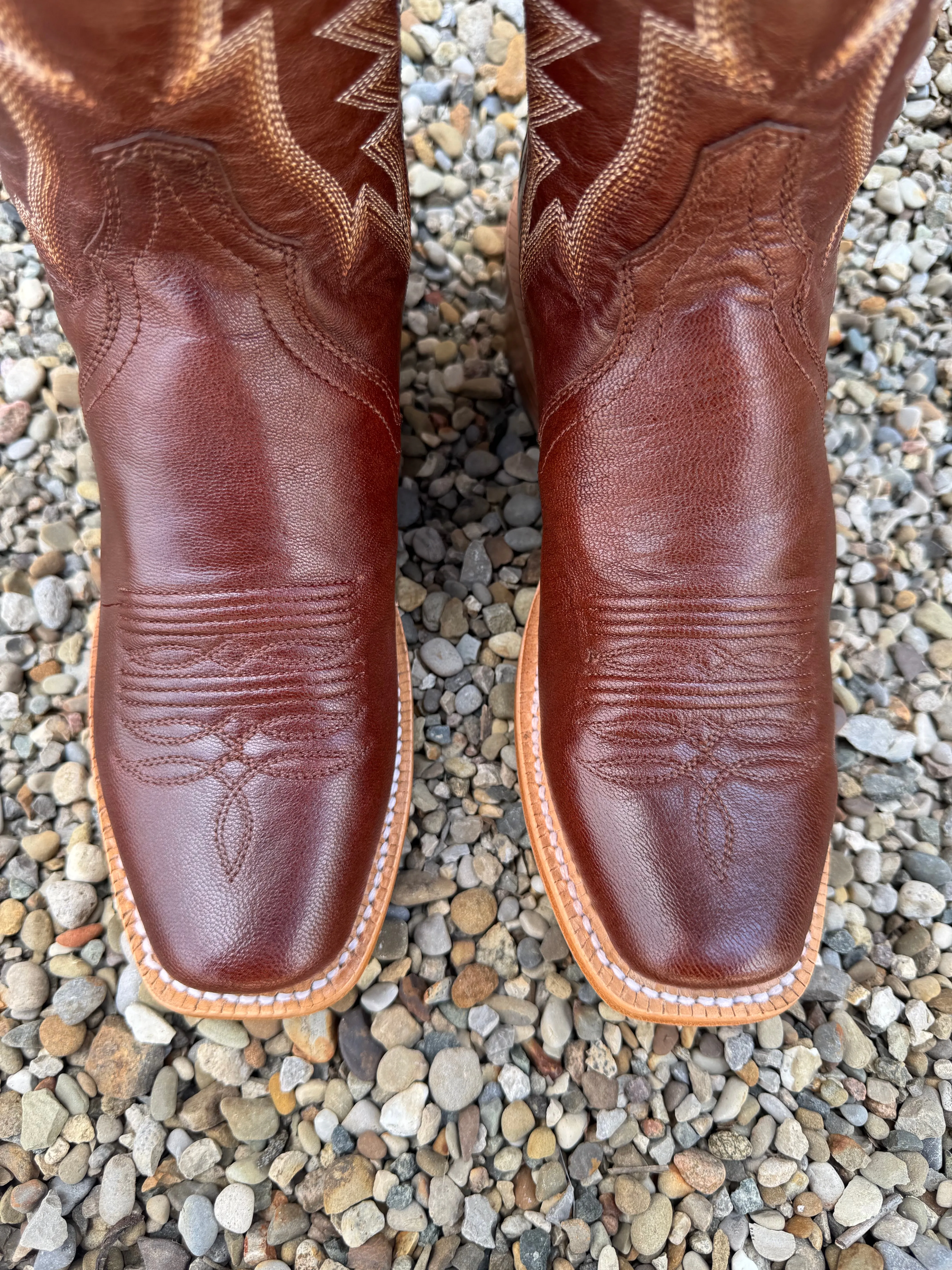 R. Watson Women's Brass Brown Narrow Square Toe Western Cowgirl Boots RWL8323-1 Rugged Terrain Reliable Footwear