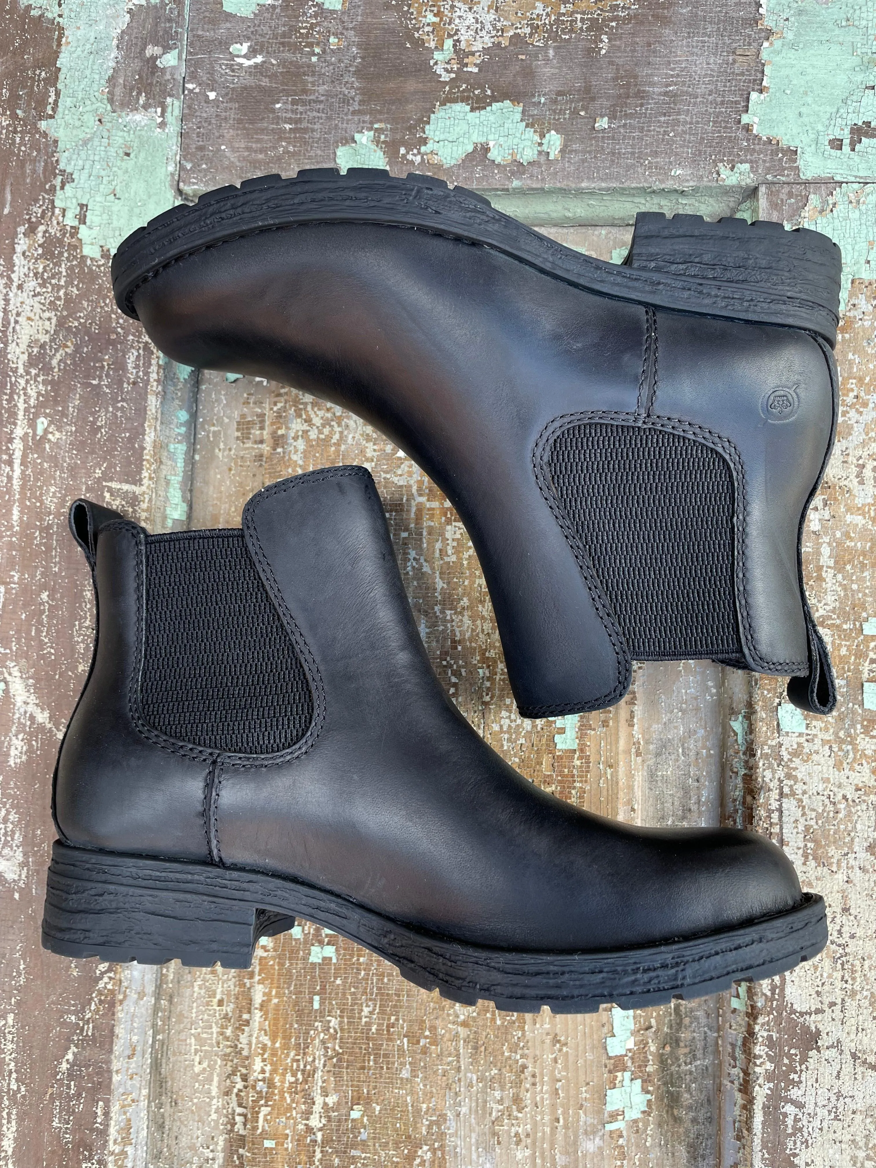 Born Women's Cove Black Waterproof Leather Bootie Ankle Boots F55503 Tough Weather Soft Leather