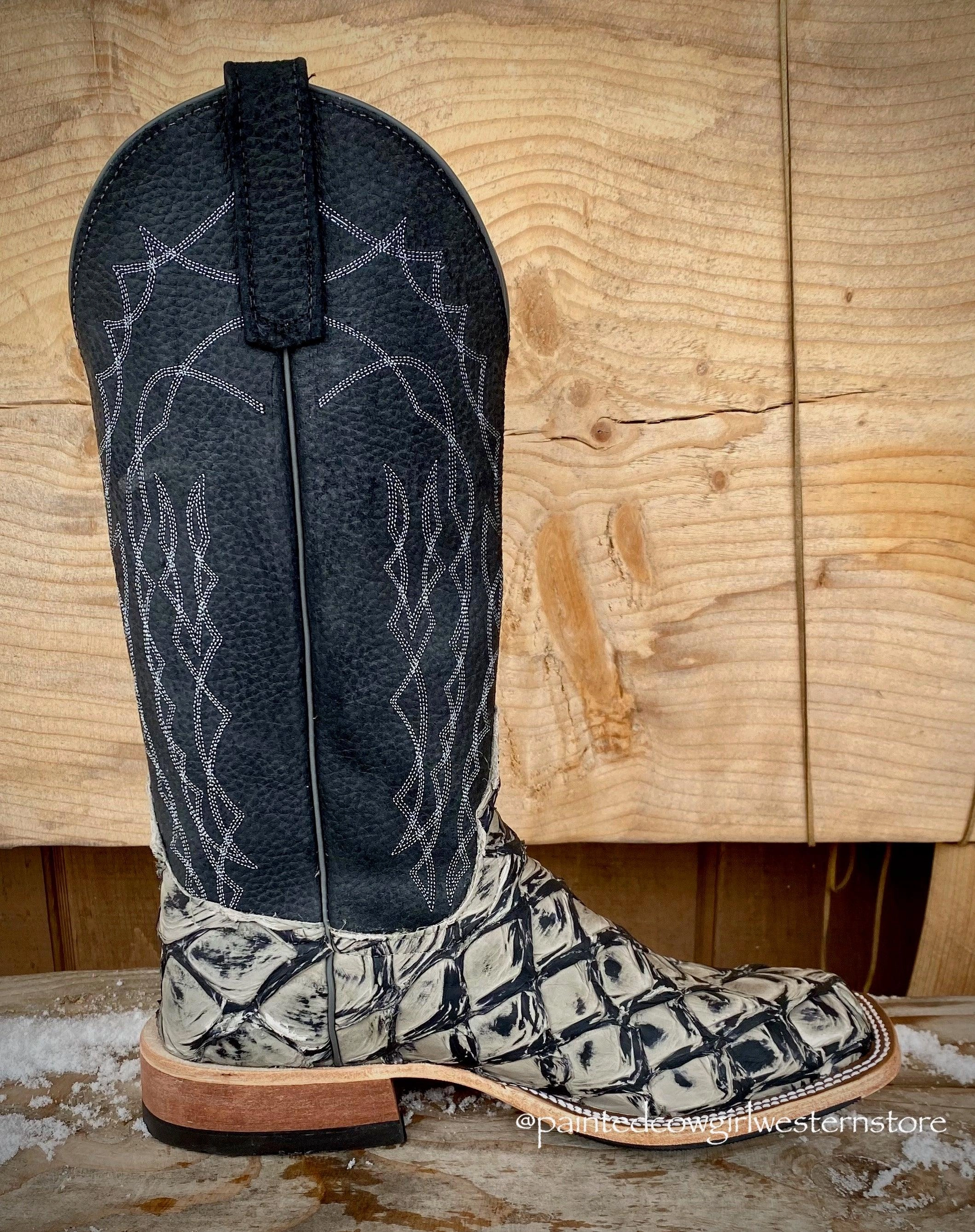 Anti-Slip Sole Outdoor Ready Anderson Bean Men's Stone Cold Big Bass Arapaima & 13" B lack Boar Top Square Toe Cowboy Boots 330490