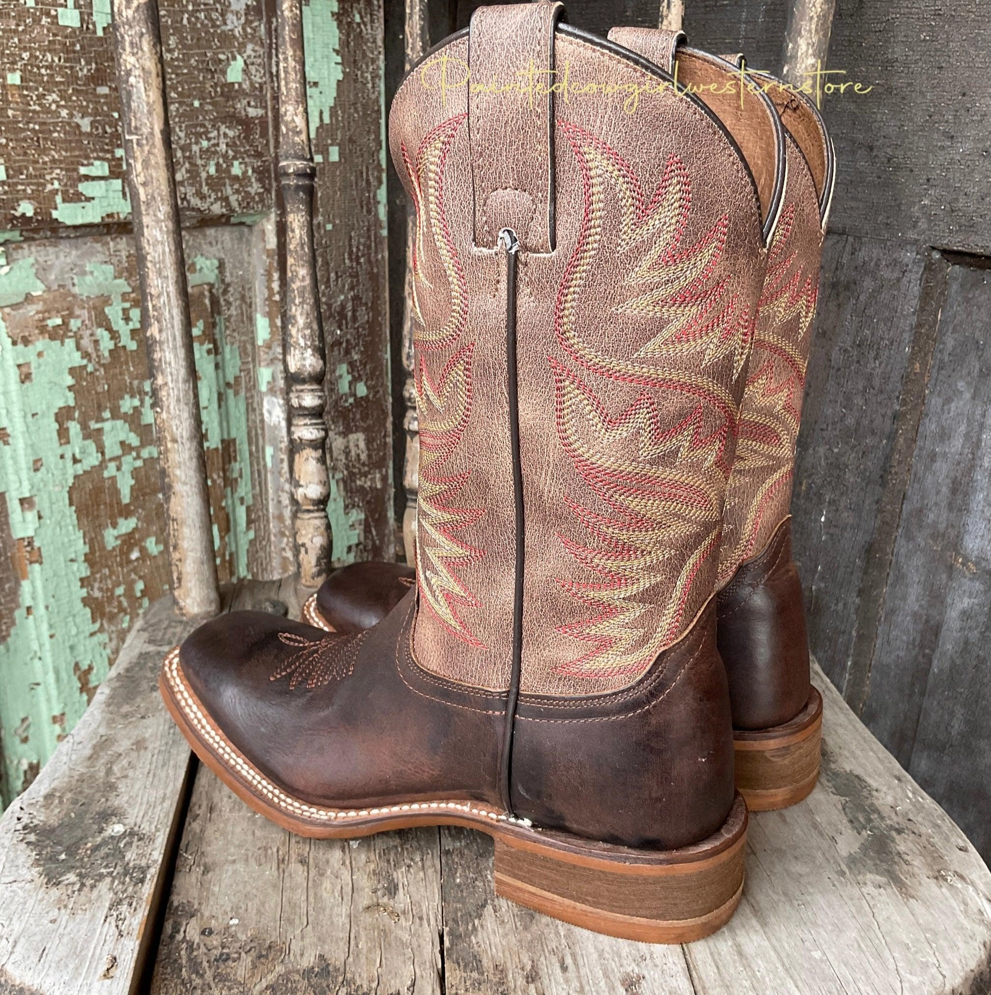 Winter Walk Support frame Nocona Women's Sierra Brown on Brown Square Toe Cowgirl Boots HR4501