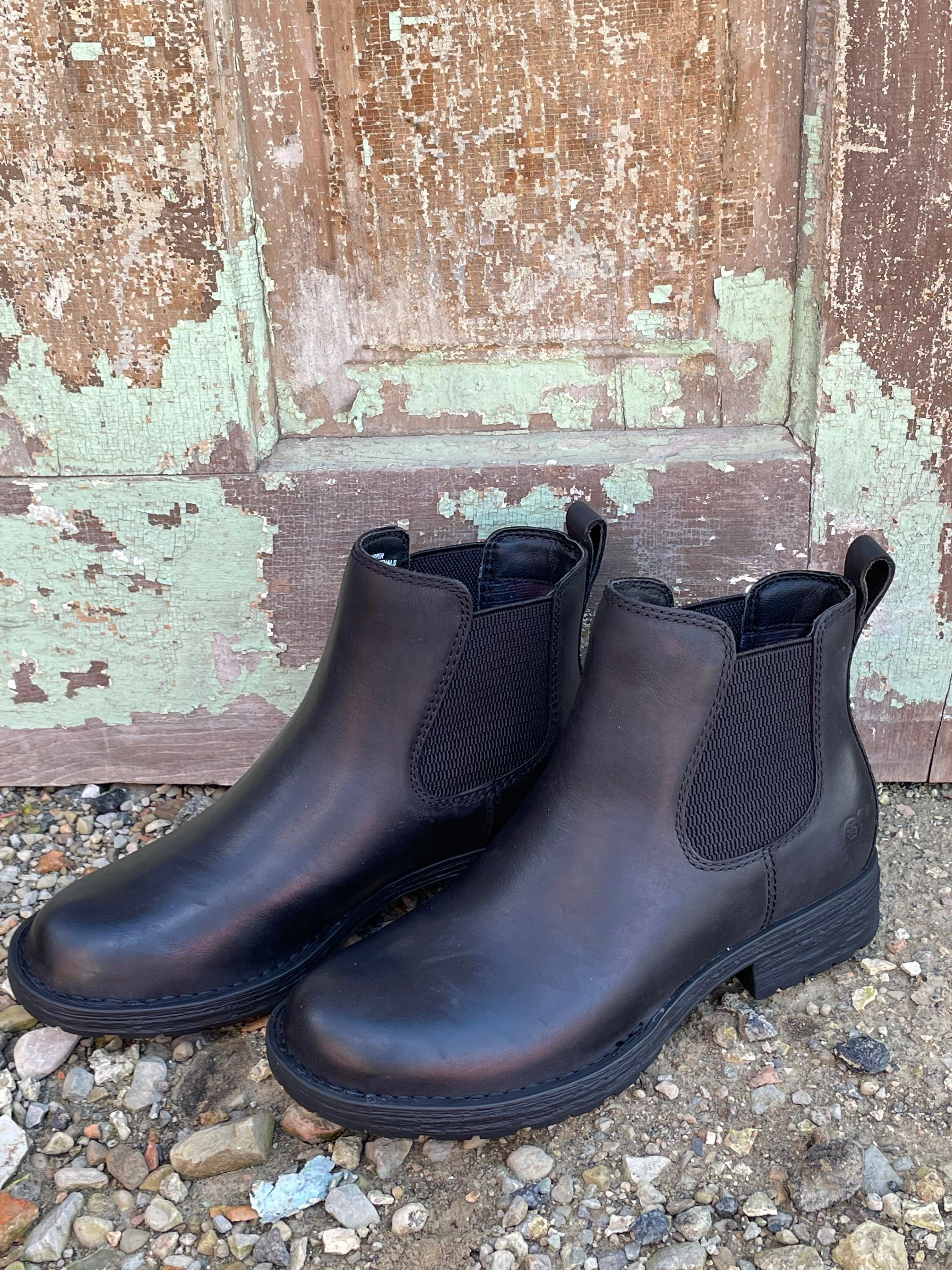 Slip-On Design Born Women's Cove Black Waterproof Leather Bootie Ankle Boots F55503