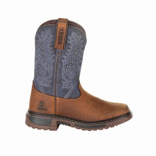Storm Mode Brown Earth Rocky Childrens and Youth Original Ride Denim & Brown Western Boots RKW0255