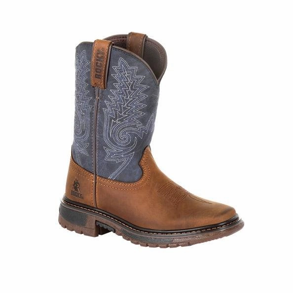Rocky Childrens and Youth Original Ride Denim & Brown Western Boots RKW0255 Travel