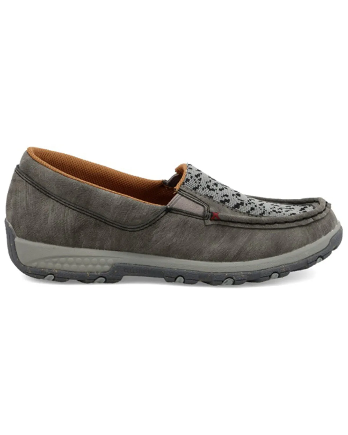 Color Play Cold Safe Twisted X Women's Slip On Driving Moc Grey Leather Casual Shoe WXC0015