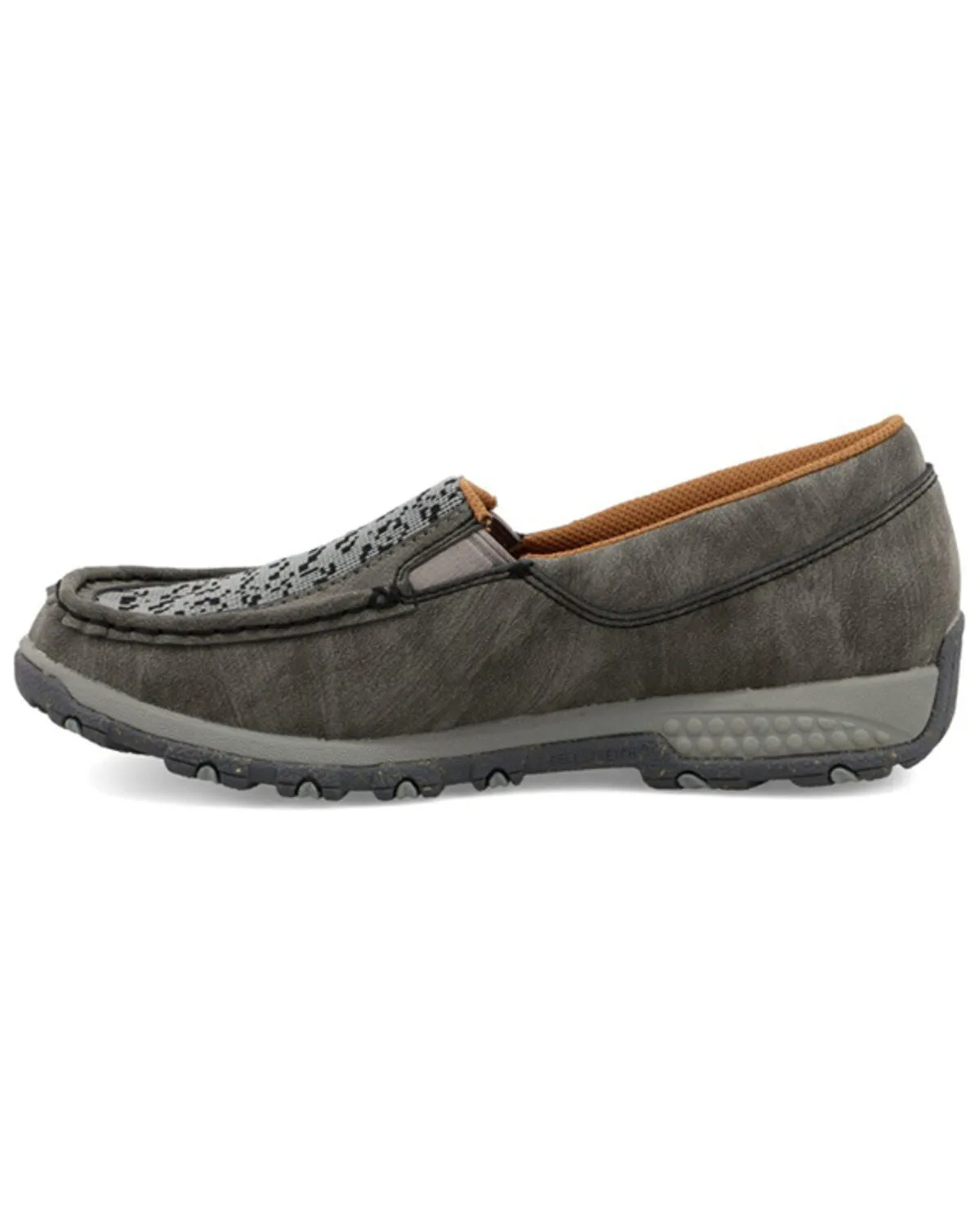 Twisted X Women's Slip On Driving Moc Grey Leather Casual Shoe WXC0015 Leather Wide fit