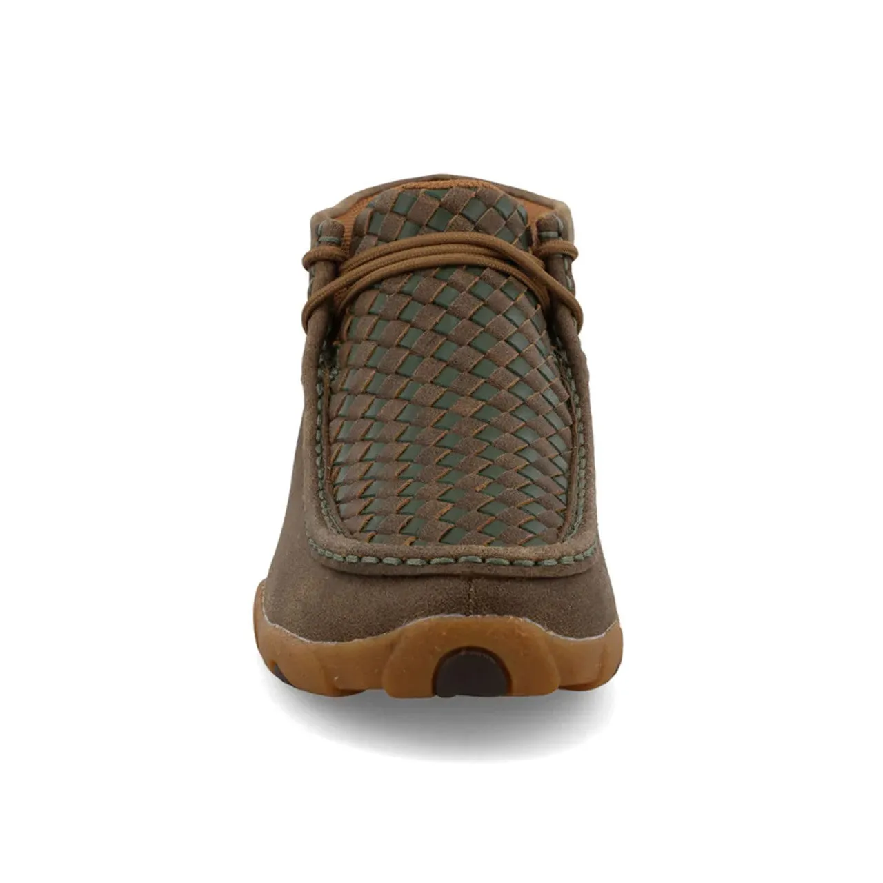 High Quality Twisted X Women's Bomber Leather & Clover Green Basketweave Chukka Driving Moc Shoe WDM0152