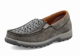 Molded Insole Power Base Twisted X Women's Slip On Driving Moc Grey Leather Casual Shoe WXC0015