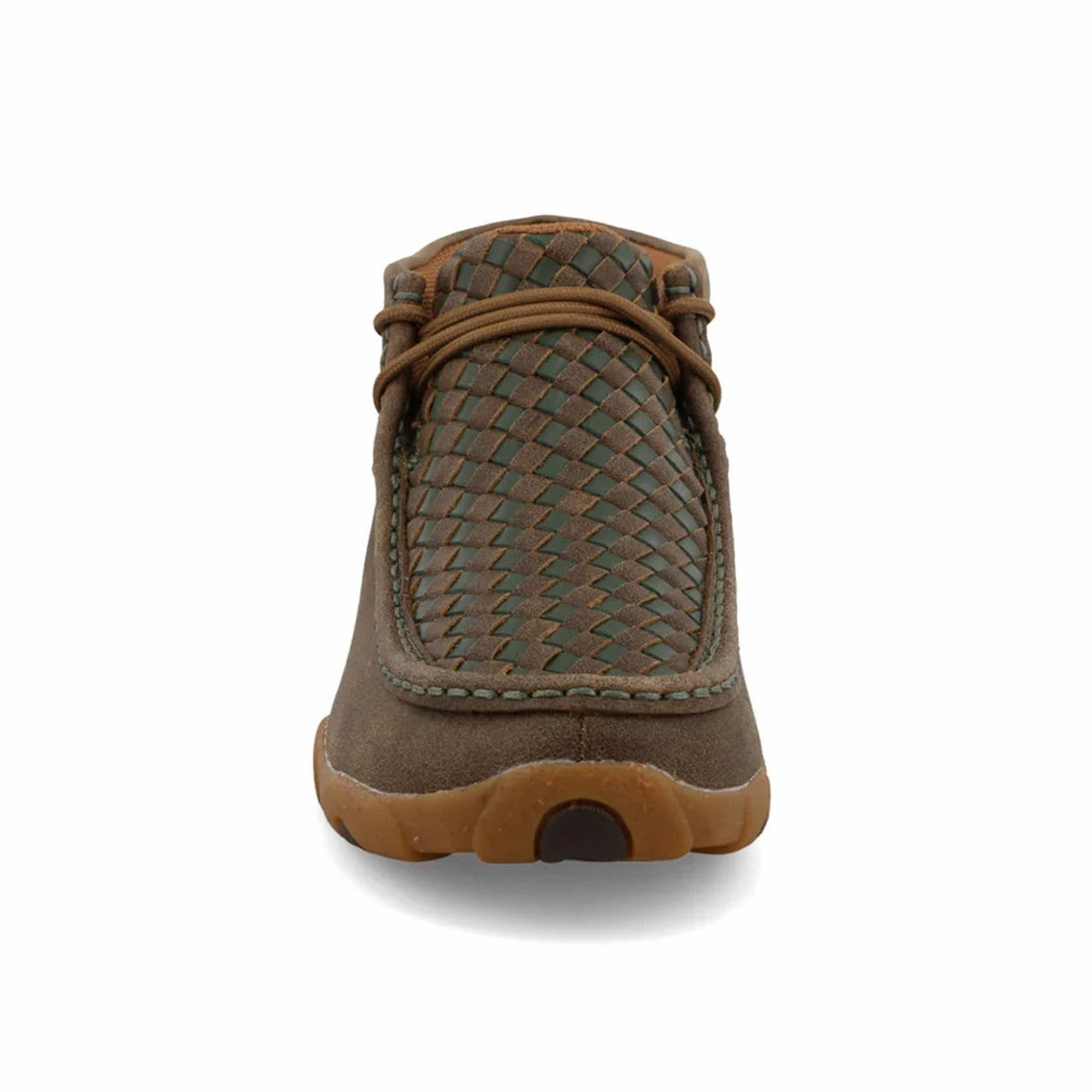 Built Light Twisted X Women's Bomber Leather & Clover Green Basketweave Chukka Driving Moc Shoe WDM0152