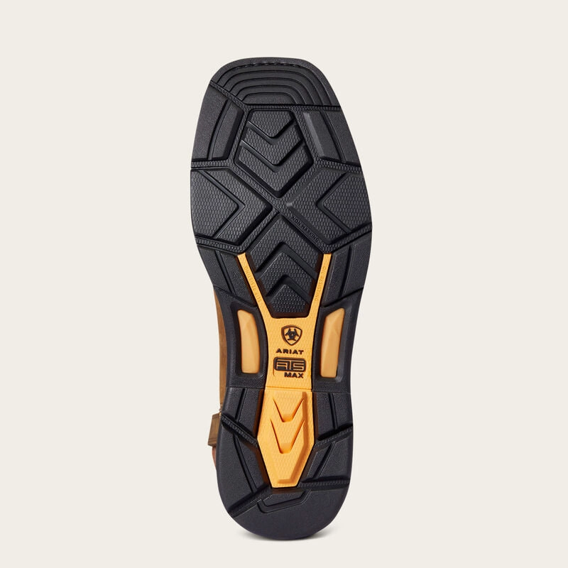 Round Toe Ariat Men's WorkHog XT Cottonwood Brown with Orange Top Work Boot 10038323