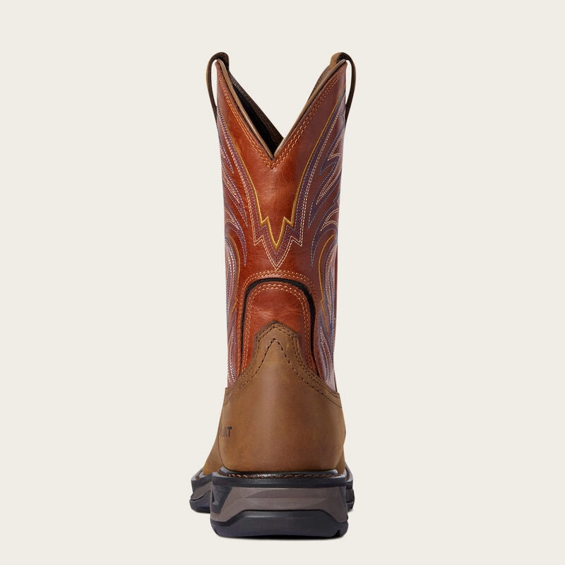 Ariat Men's WorkHog XT Cottonwood Brown with Orange Top Work Boot 10038323 Tall Shaft