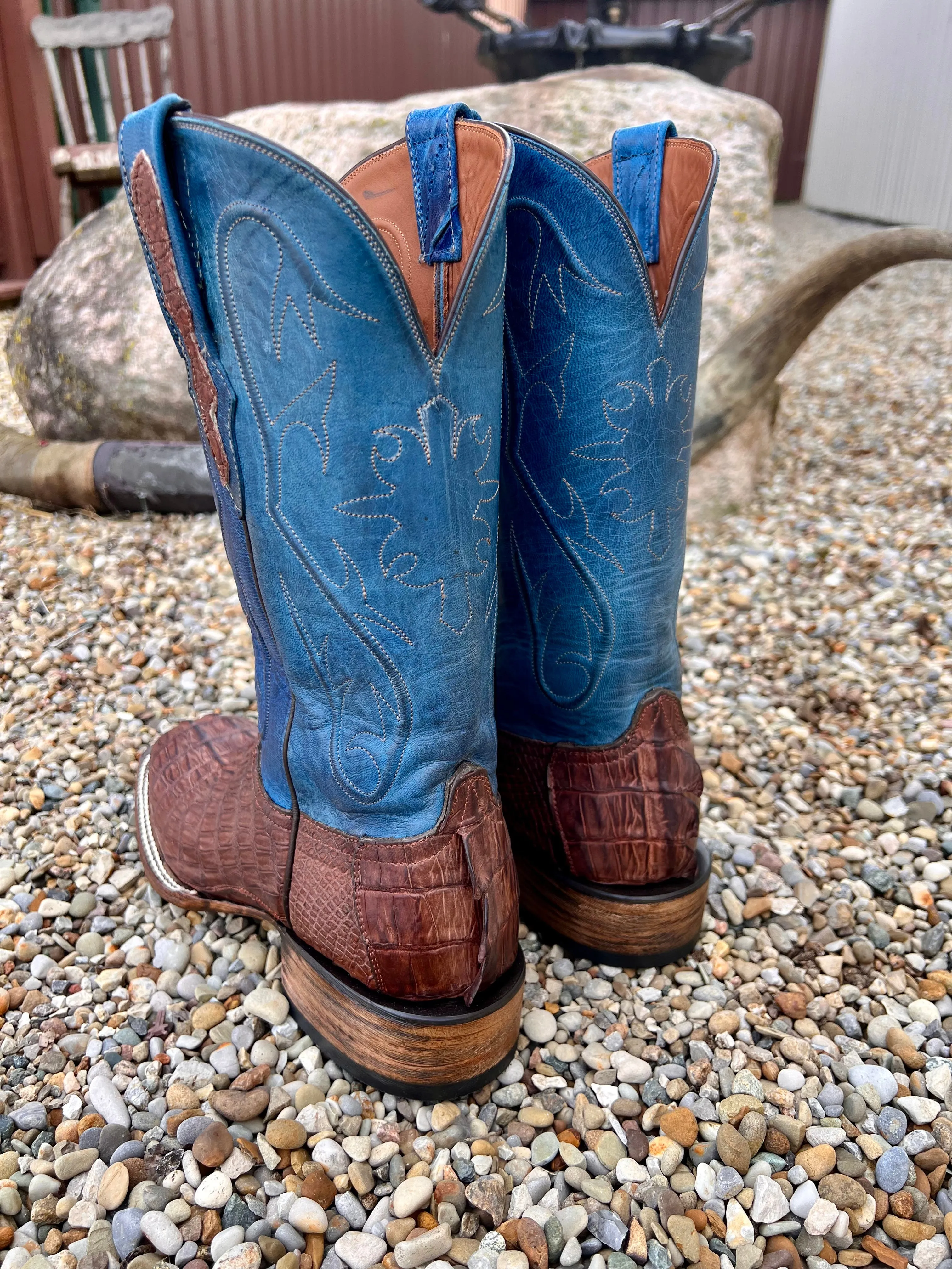 Black Jack Mens Burnished Barnwood Sueded Caiman Tail Cowboy Boots SBBW7935-96 Warehouse Work Classic Appeal