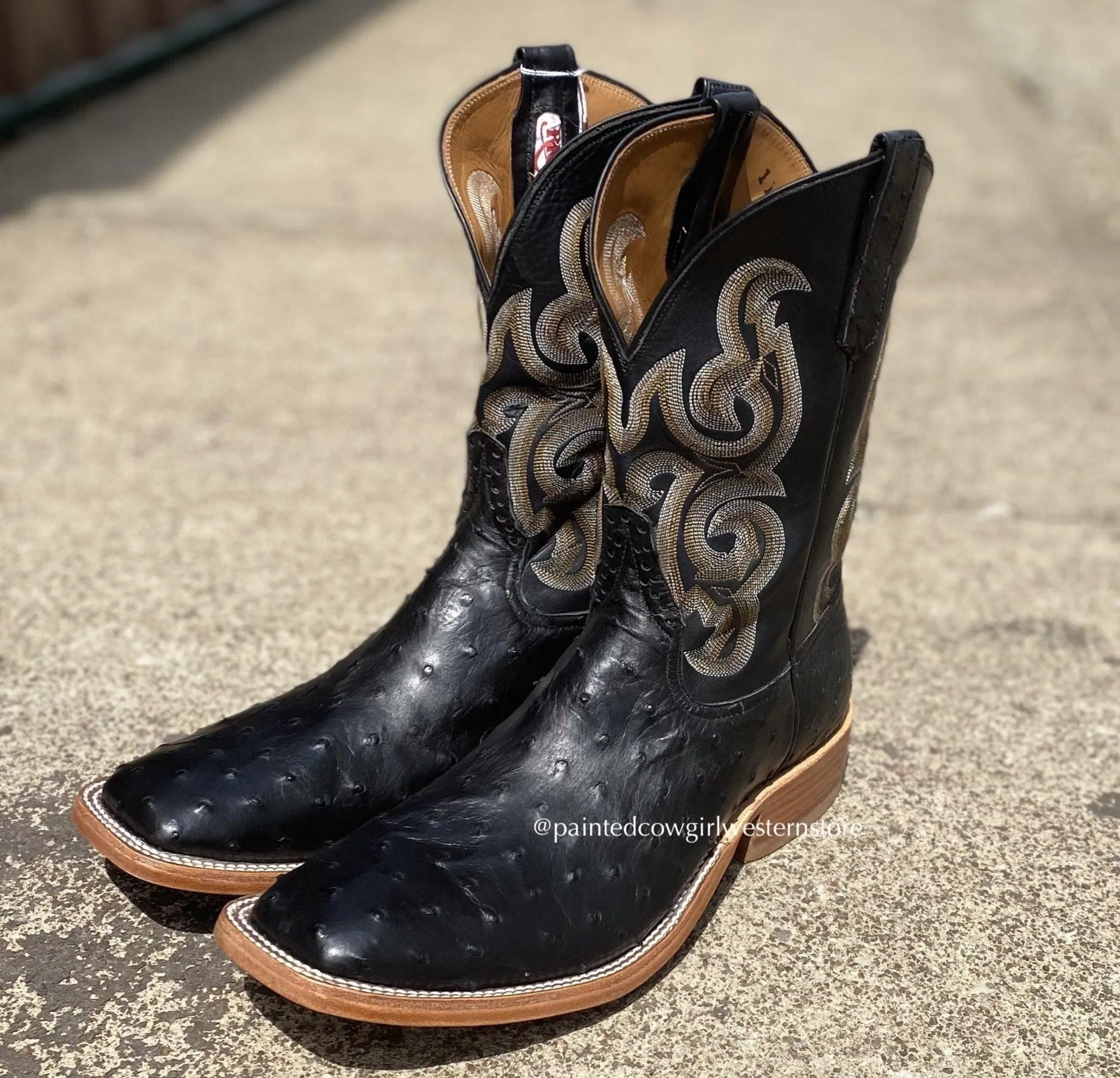 Flexible Construction Tactical Gear Rios of Mercedes Men's Black Full Quill Ostrich Western Cowboy Boot R9003